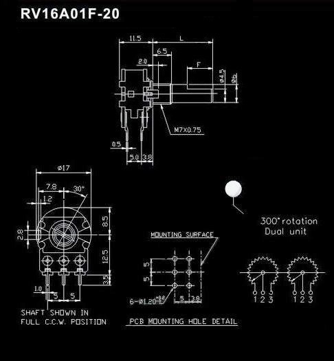 ALPHA RV16 Type Dual Potentiometer B100KX2